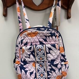 Vera Bradley Pink and Orange Quilted Backpack with Floral Design